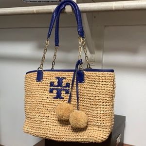 Tory Burch Leather Blue Tote used and in good conditions.